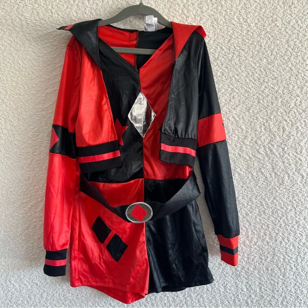 Harley Quinn DC Girls Kids Romper Halloween Costume One Piece Red Size 8/10